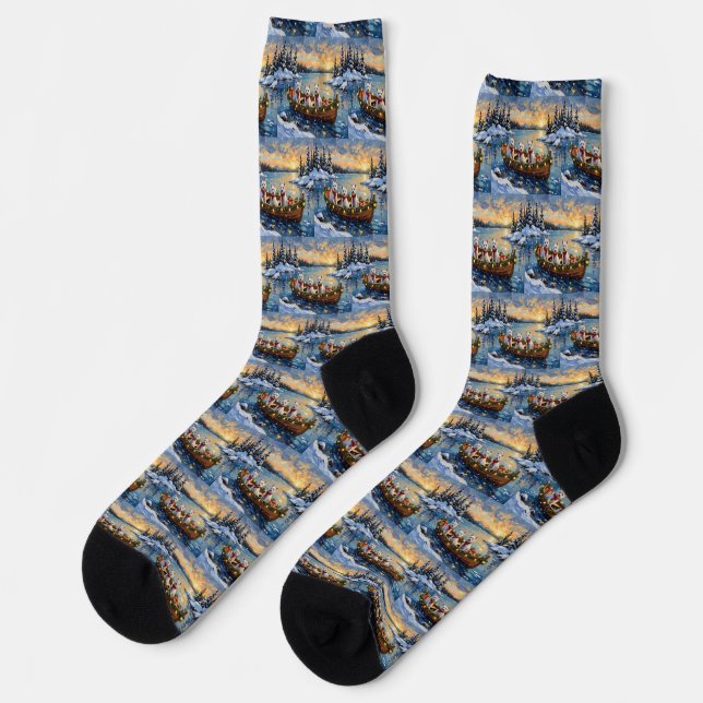 West Highland White Terrier Christmas Boat Holiday Socks (Left)