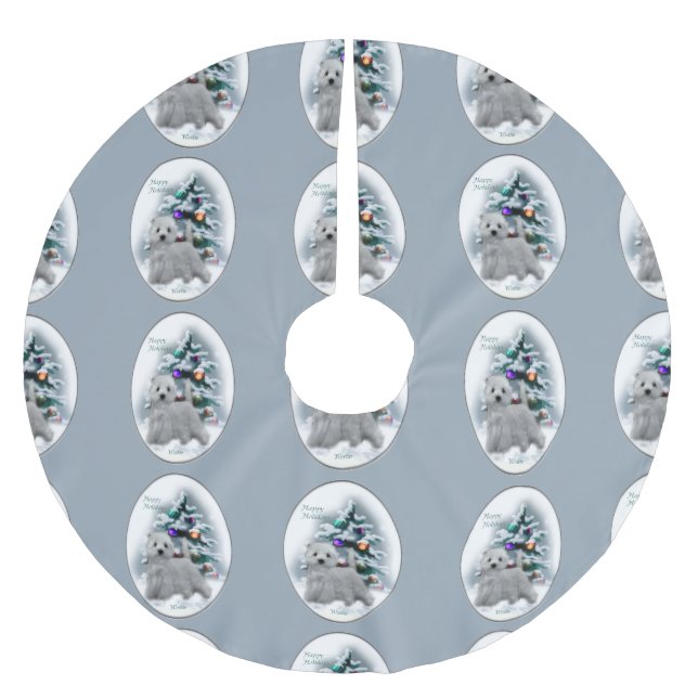 West Highland White Terrier Christmas Brushed Polyester Tree Skirt (Front)