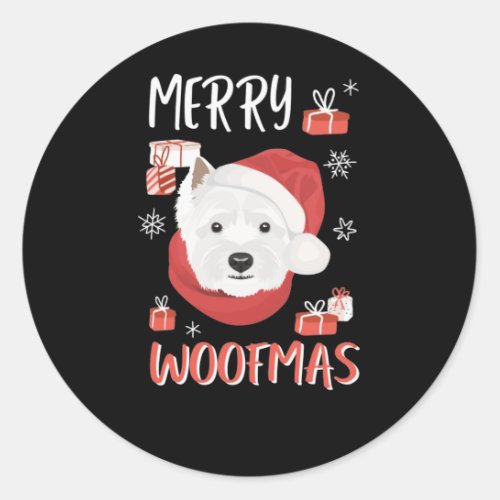 West Highland White Terrier Christmas Classic Round Sticker