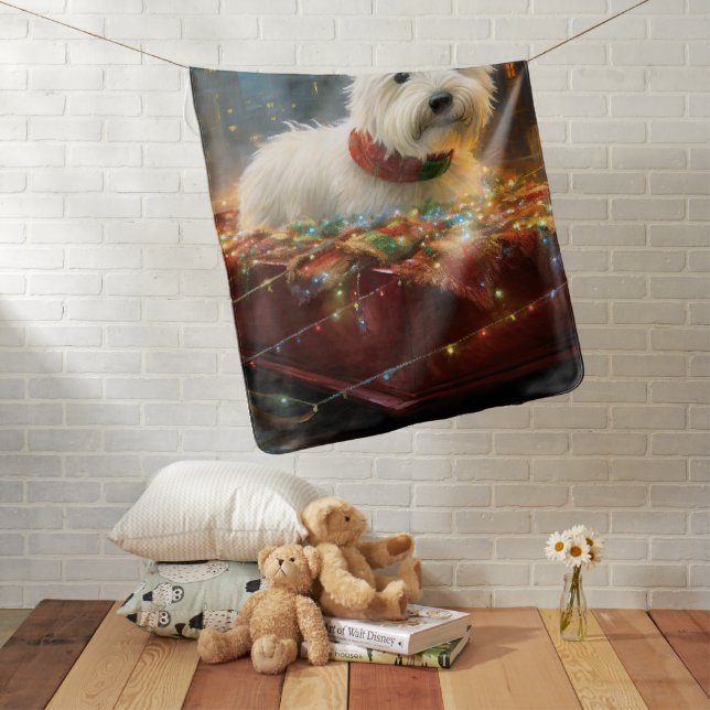 West Highland White Terrier Christmas Festive  Baby Blanket (In Situ)