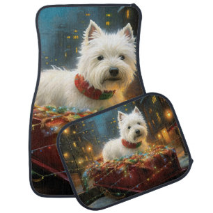 West Highland White Terrier Christmas Festive Car Floor Mat