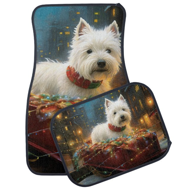 West Highland White Terrier Christmas Festive  Car Floor Mat (Set)
