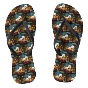 West Highland White Terrier Christmas Festive Flip Flops