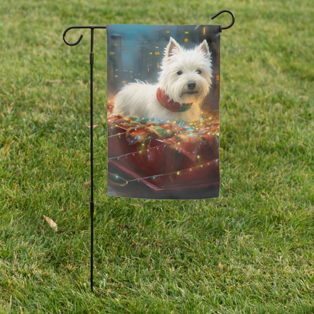 West Highland White Terrier Christmas Festive  Garden Flag (In SItu)