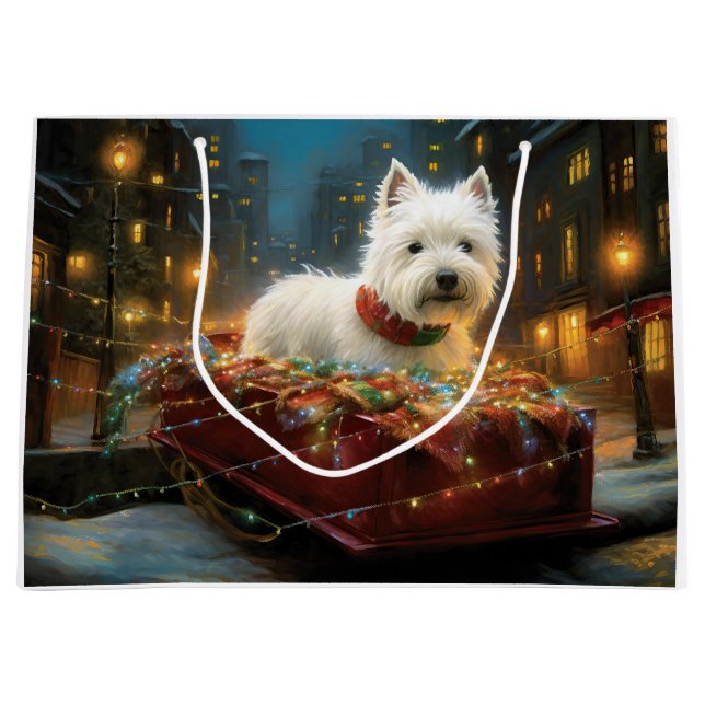 West Highland White Terrier Christmas Festive  Large Gift Bag (Front)