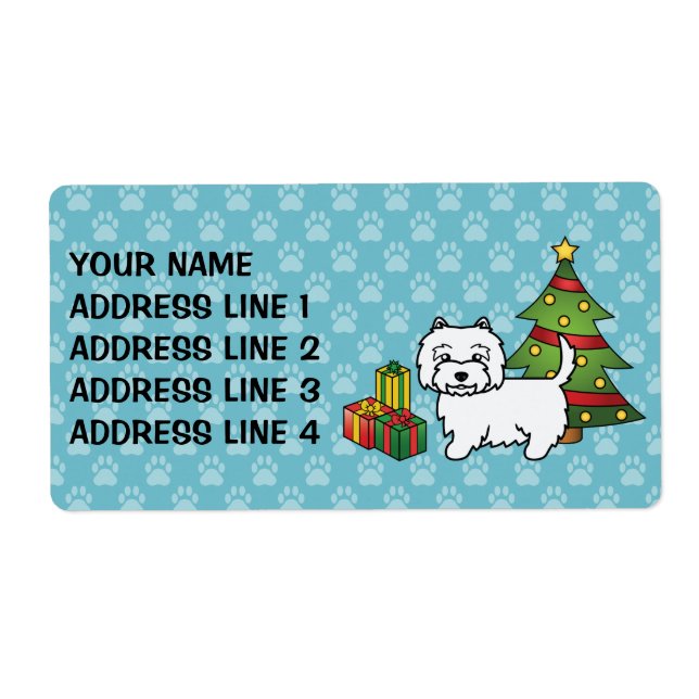 West Highland White Terrier Christmas Label (Front)