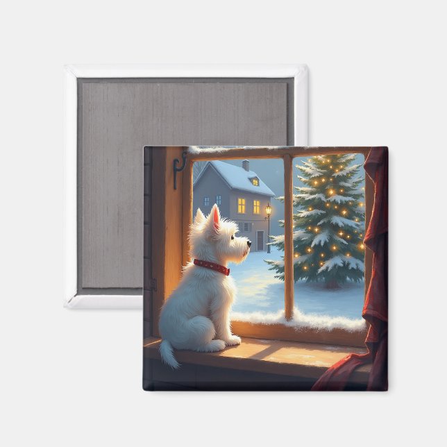 West Highland White Terrier Christmas Morning View Magnet (Front/Back)