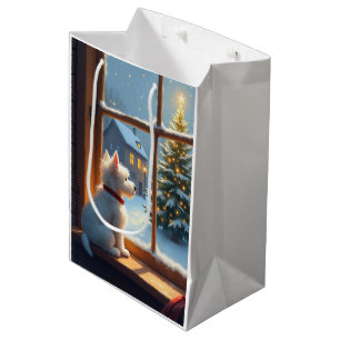 West Highland White Terrier Christmas Morning View Medium Gift Bag