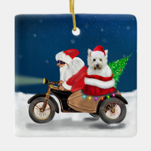 West Highland White Terrier Christmas Santa Claus Ceramic Ornament