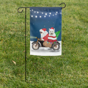 West Highland White Terrier Christmas Santa Claus Garden Flag