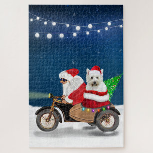 West Highland White Terrier Christmas Santa Claus Jigsaw Puzzle