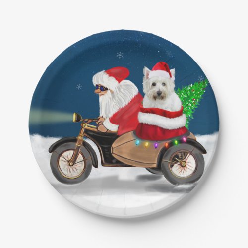 West Highland White Terrier Christmas Santa Claus  Paper Plates