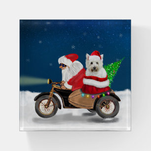 West Highland White Terrier Christmas Santa Claus Paperweight