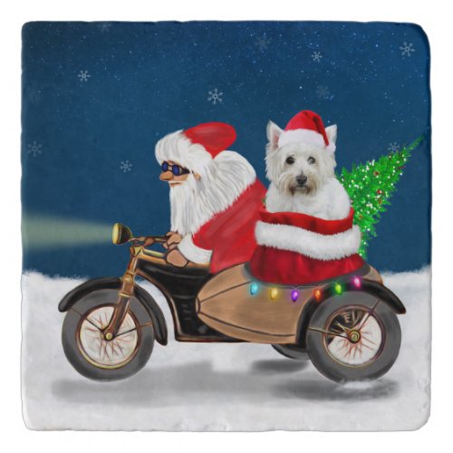 West Highland White Terrier Christmas Santa Claus Trivet