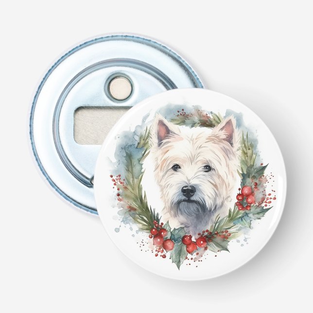 West Highland White Terrier Christmas Wreath  Bottle Opener (Front)
