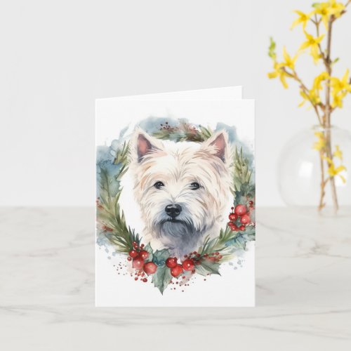 West Highland White Terrier Christmas Wreath  Card