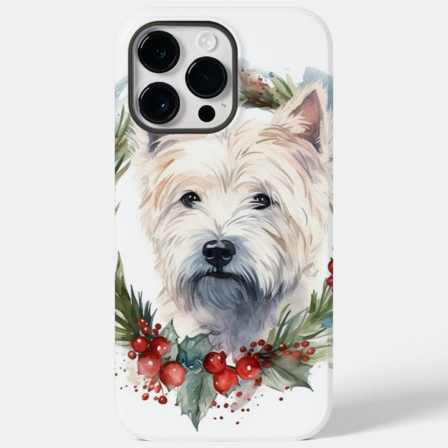 West Highland White Terrier Christmas Wreath  Case-Mate iPhone Case (Back)