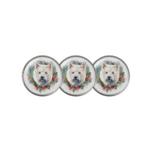 West Highland White Terrier Christmas Wreath Golf Ball Marker