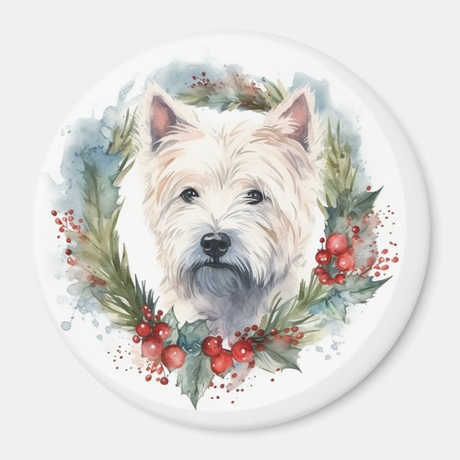 West Highland White Terrier Christmas Wreath  Magnet (Front)