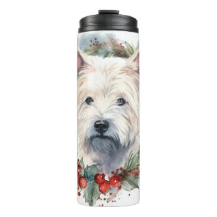 West Highland White Terrier Christmas Wreath Thermal Tumbler