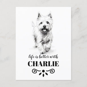 West Highland White Terrier Custom dog Name Postcard