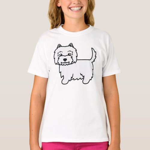 West Highland White Terrier Cute Cartoon Dog T_Shirt