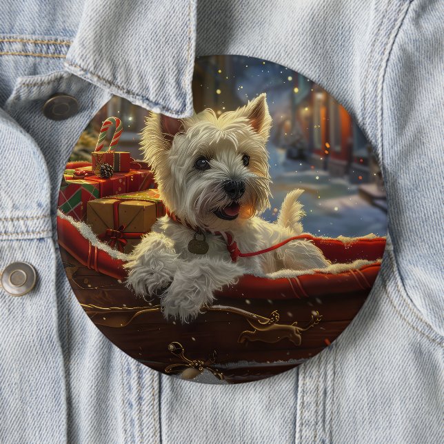 West Highland White Terrier Dog Christmas Festive  Button (In Situ)