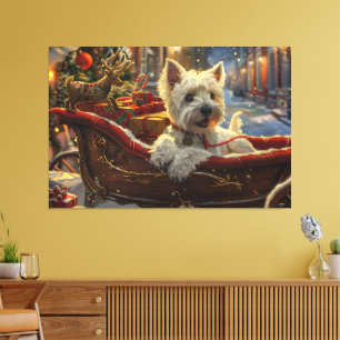 West Highland White Terrier Dog Christmas Festive Canvas Print