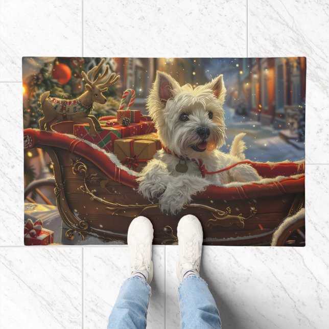 West Highland White Terrier Dog Christmas Festive  Doormat (Indoor)