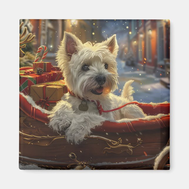 West Highland White Terrier Dog Christmas Festive  Magnet (Front)
