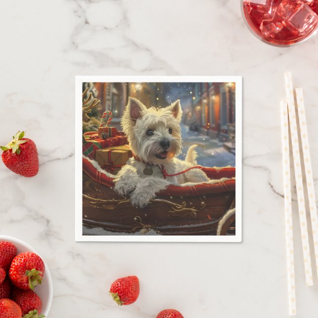West Highland White Terrier Dog Christmas Festive  Napkins (Insitu)