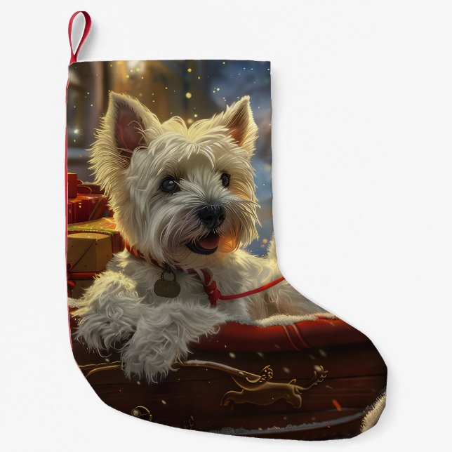 West Highland White Terrier Dog Christmas Festive  Small Christmas Stocking (Front)