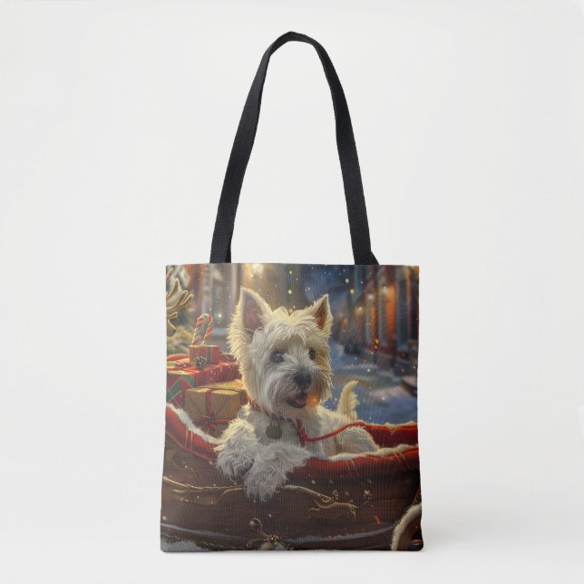 West Highland White Terrier Dog Christmas Festive  Tote Bag (Front)