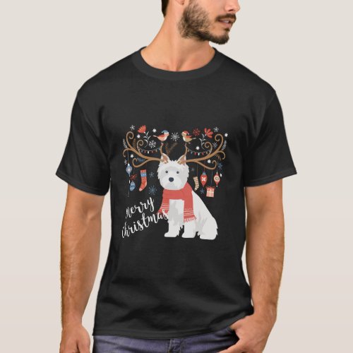 West Highland White Terrier Dog Christmas Westie T_Shirt