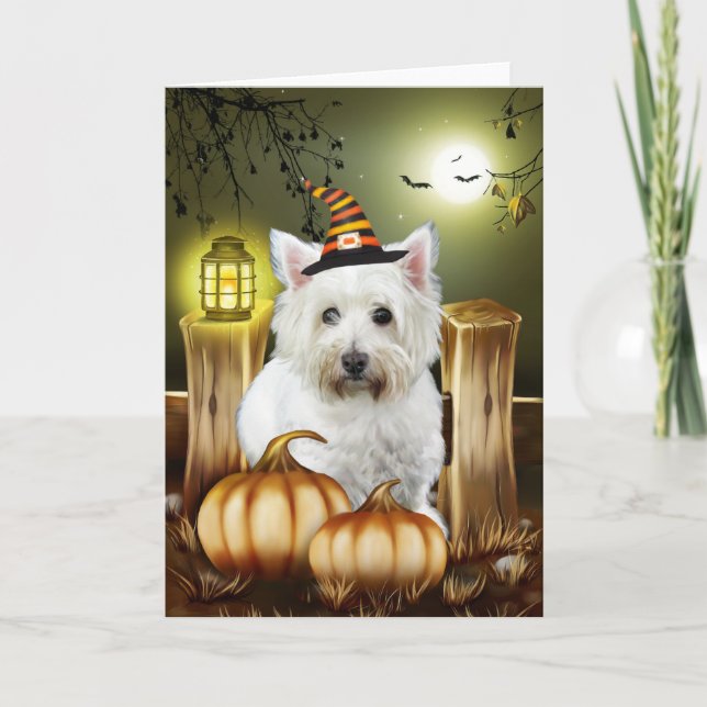 West Highland White Terrier Dog Halloween  Card (Front)