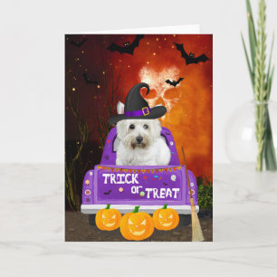 west highland white terrier Dog in Halloween Truck Card