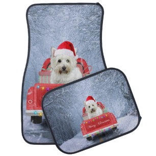 West Highland White Terrier Dog in Snow Car Floor Mat