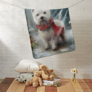 West Highland White Terrier Dog in Snow Christmas Baby Blanket