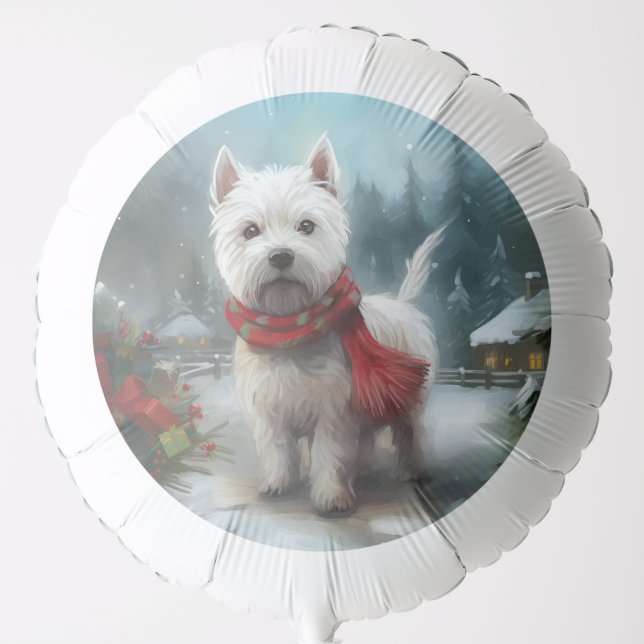 West Highland White Terrier Dog in Snow Christmas Balloon (Front)
