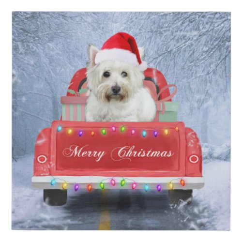 West Highland White Terrier Dog in Snow Faux Canvas Print
