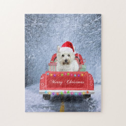 West Highland White Terrier Dog in Snow  Jigsaw Puzzle