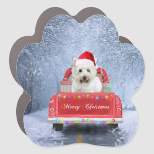 West Highland White Terrier Dog in Snow truck Car Magnet