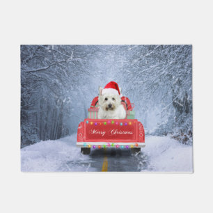 West Highland White Terrier Dog in Snow truck Doormat