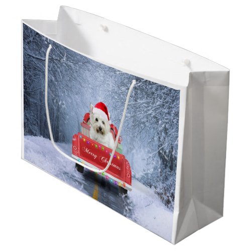 West Highland White Terrier Dog in Snow truck  Large Gift Bag