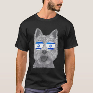 West Highland White Terrier Dog Israel Flag Sungla T-Shirt
