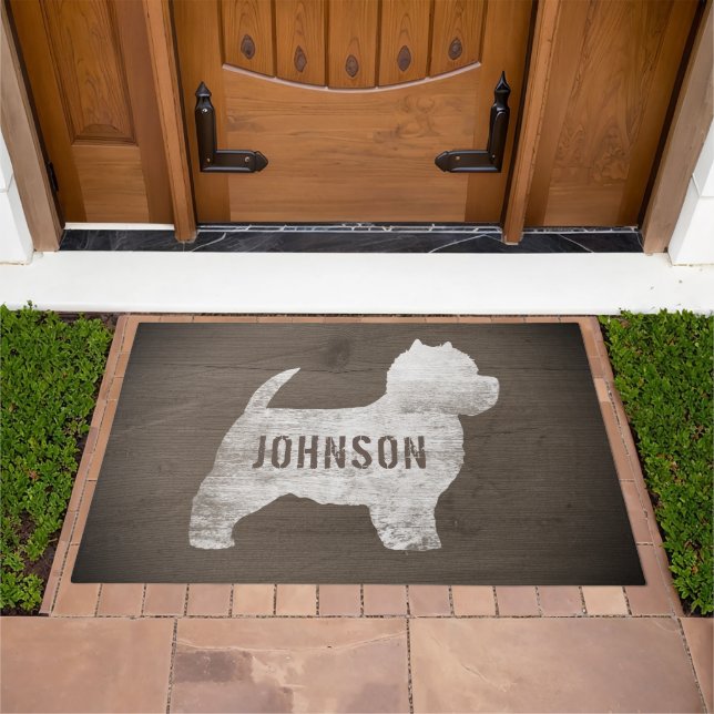West Highland White Terrier Dog Silhouette Custom Doormat (Outdoor)