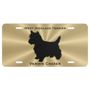 West Highland White Terrier Dog Silhouette License Plate