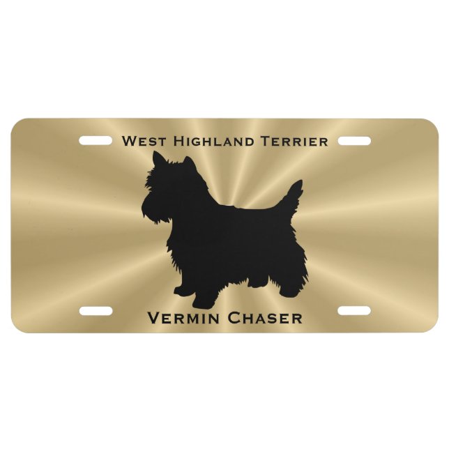 West Highland White Terrier Dog Silhouette License Plate (Front)