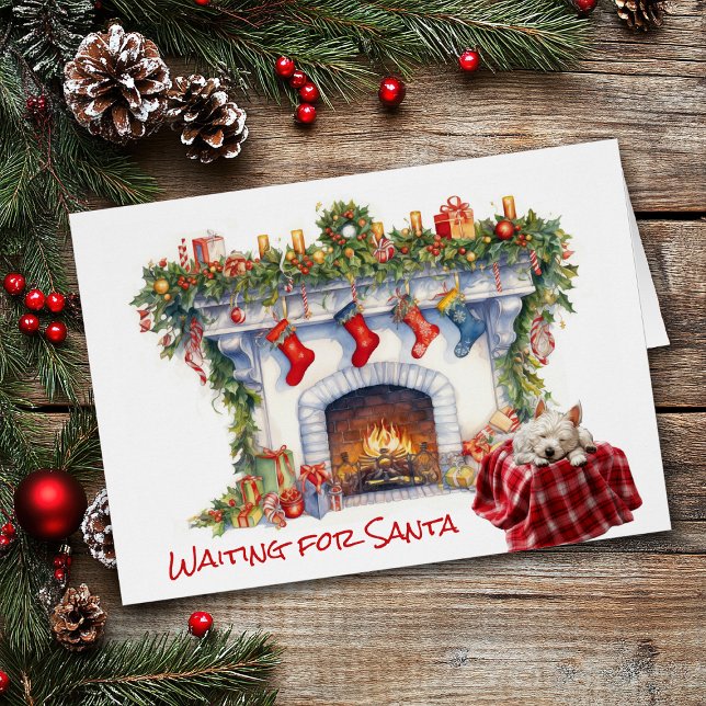 West Highland White Terrier Dog Wait for Santa Cards (Creator Uploaded)