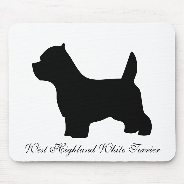 West Highland White Terrier dog, westie silhouette Mousepad